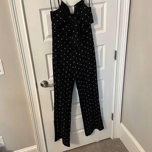 Polka dot strappy‎ v-neck wide leg romper size medium